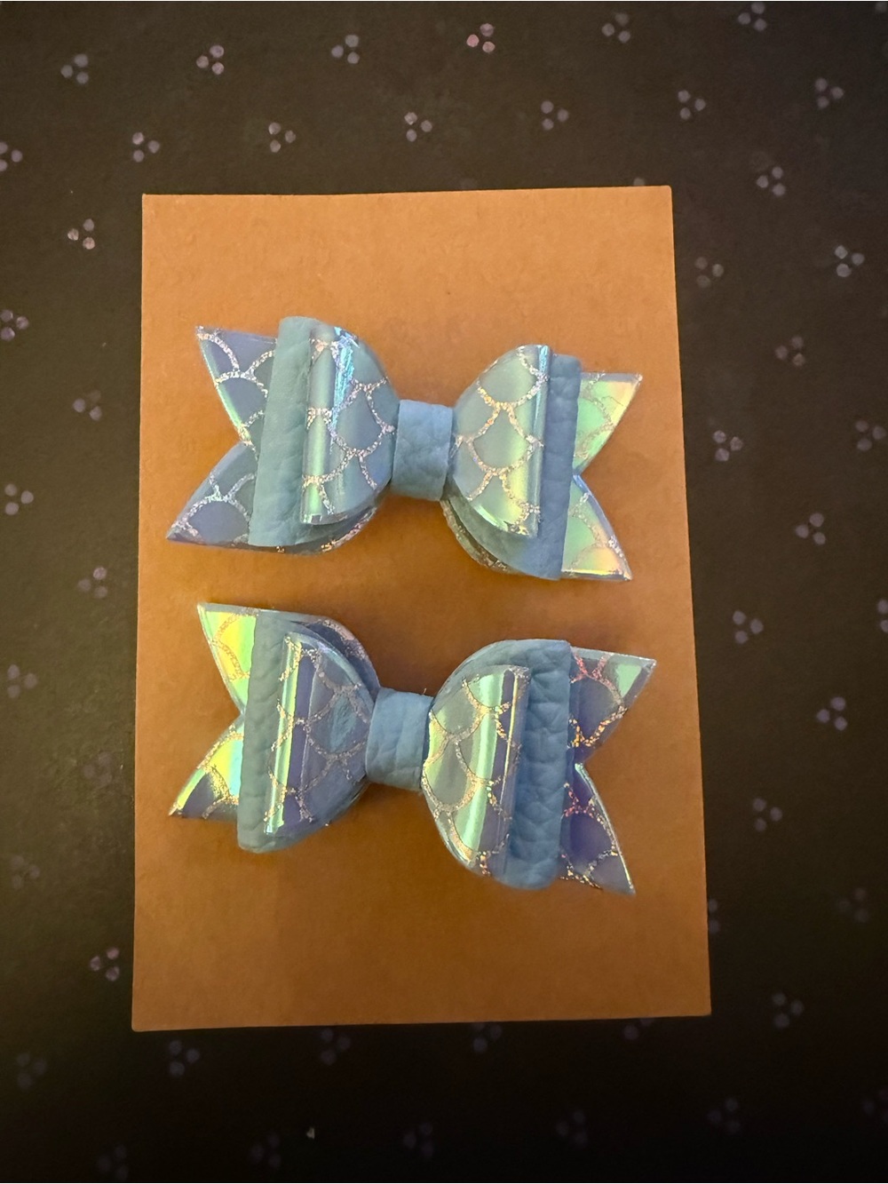 Blue Mermaid Scale Hair Bows for Kids